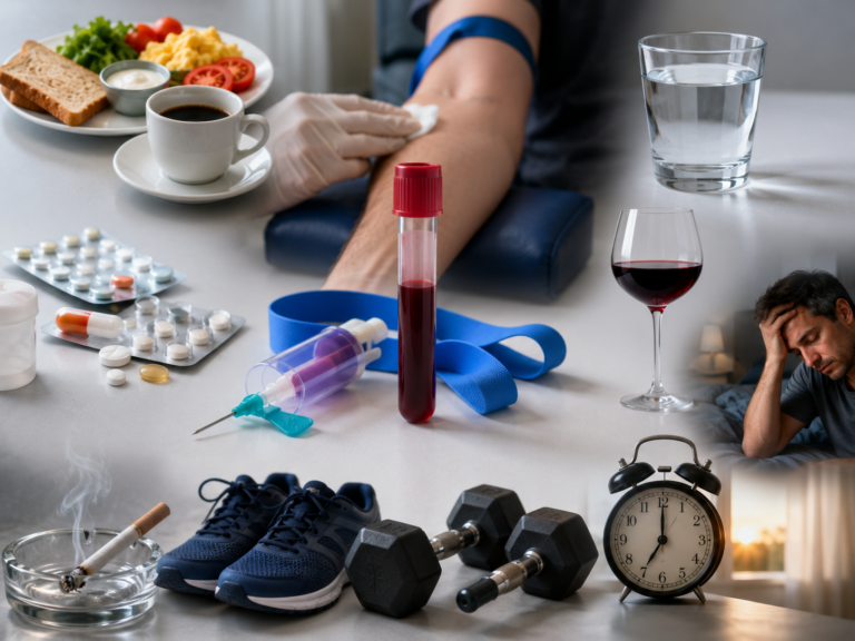 Czynniki wpływające na wynik badania krwi – dieta, leki, alkohol, stres, wysiłek fizyczny, palenie i nawodnienie